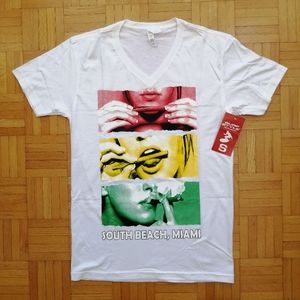 South Beach Miami White T-shirt Small NWT